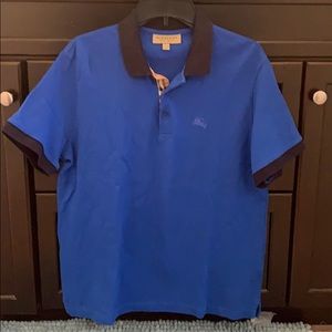 Burberry Pique Polo. Cerulean Blue.Authentic.Large